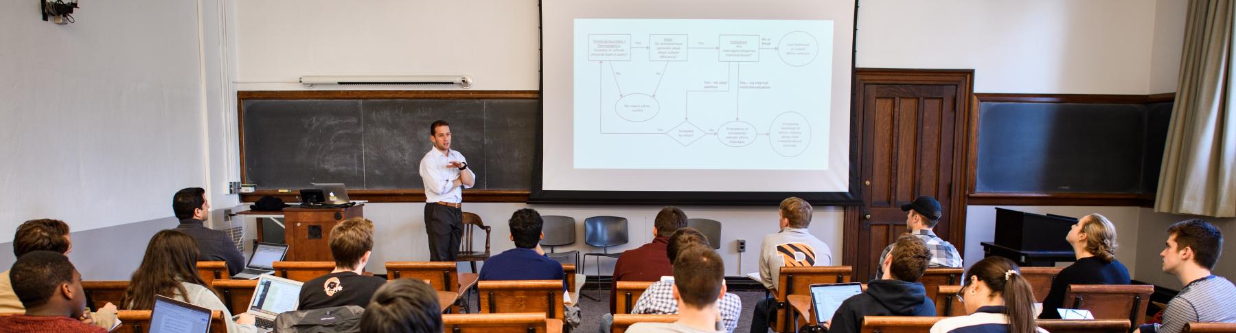 Photo of Prof. Jacob Shapiro teaching POL 386