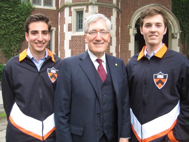 Photo of Prof. Robert George with two undergraduate students