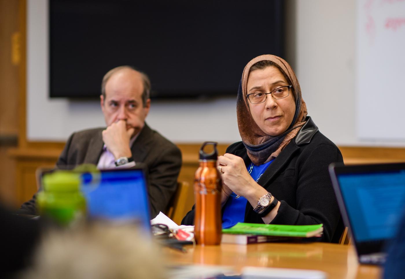 Photo of Profs. Carles Boix and Amaney Jamal in POL 521