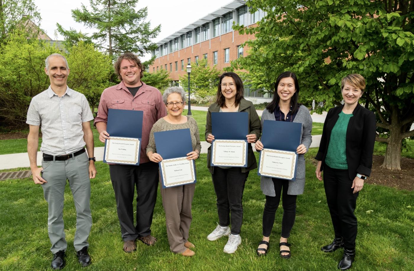 Kateb and Kelley Award Winners with Chair Frances Lee and Associate Chair Grigo Pop-Eleches