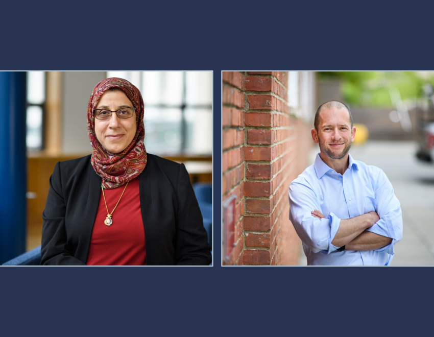 Collage of Professor Amaney Jamal and Jacob Shapiro's headshots